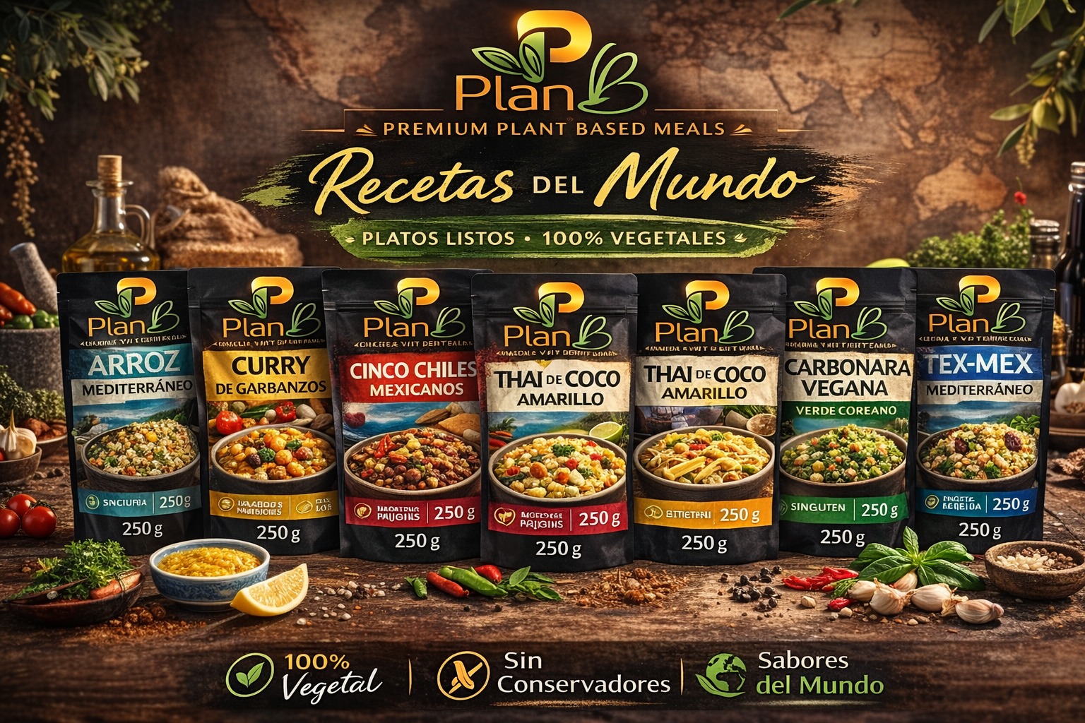 Recetas del Mundo: arroz mediterráneo, curry de garbanzos, cinco chiles mexicanos, thai de coco, carbonara vegana y tex-mex